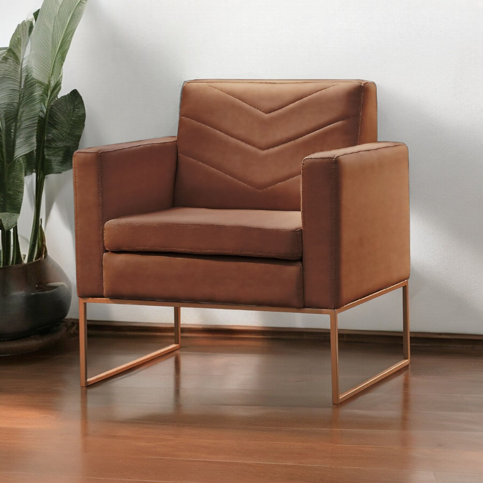 Poltrona Para Sala De Estar Base Apolo Luxo Caramelo