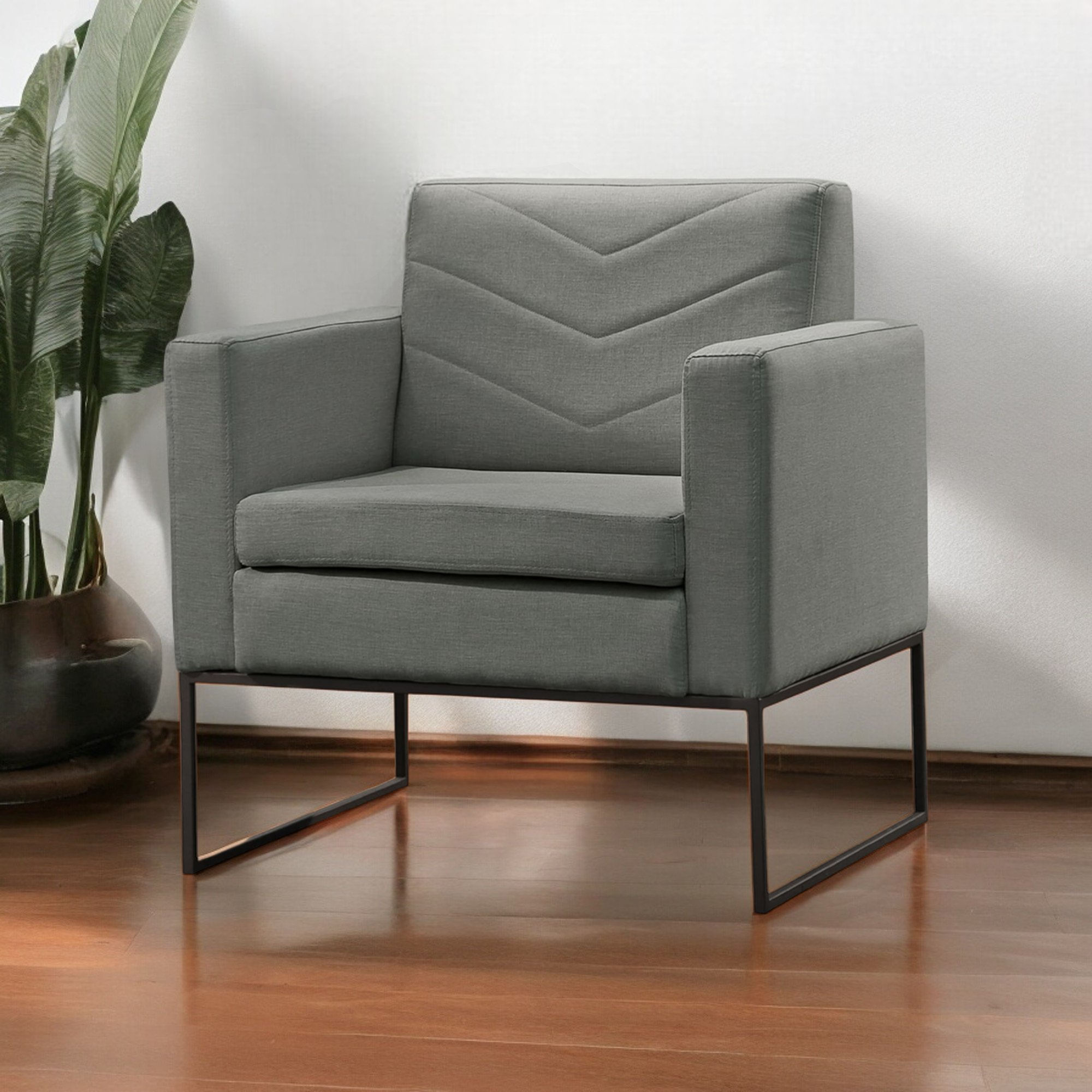 Poltrona Para Sala De Estar Base Apolo Luxo Cinza