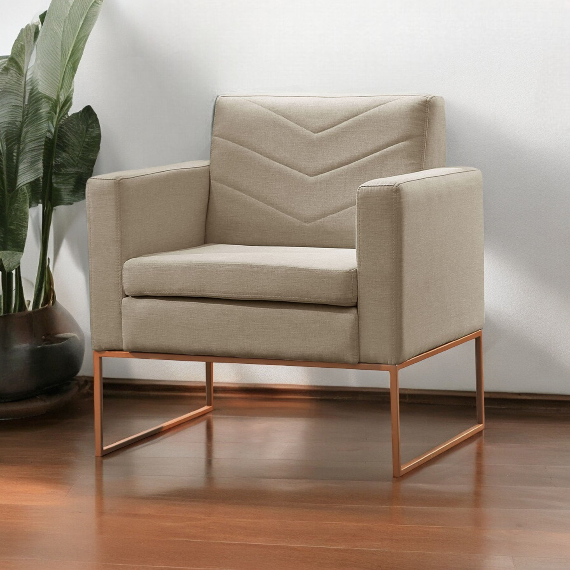 Poltrona Para Sala De Estar Base Apolo Luxo Bege