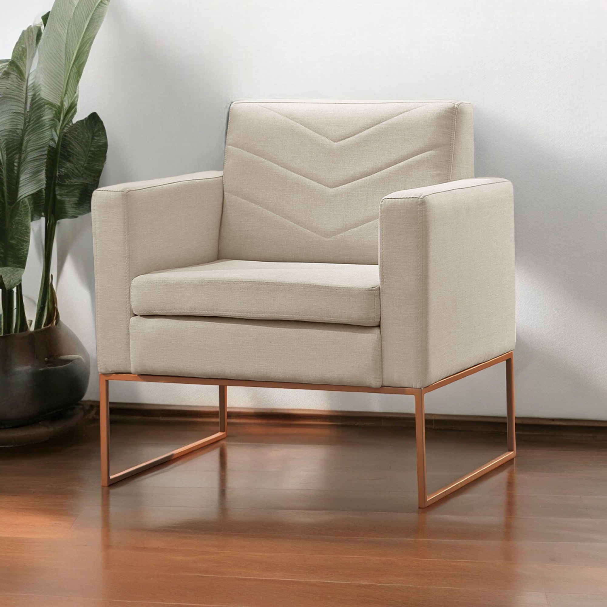 Poltrona Para Sala De Estar Base Apolo Luxo Bege Claro