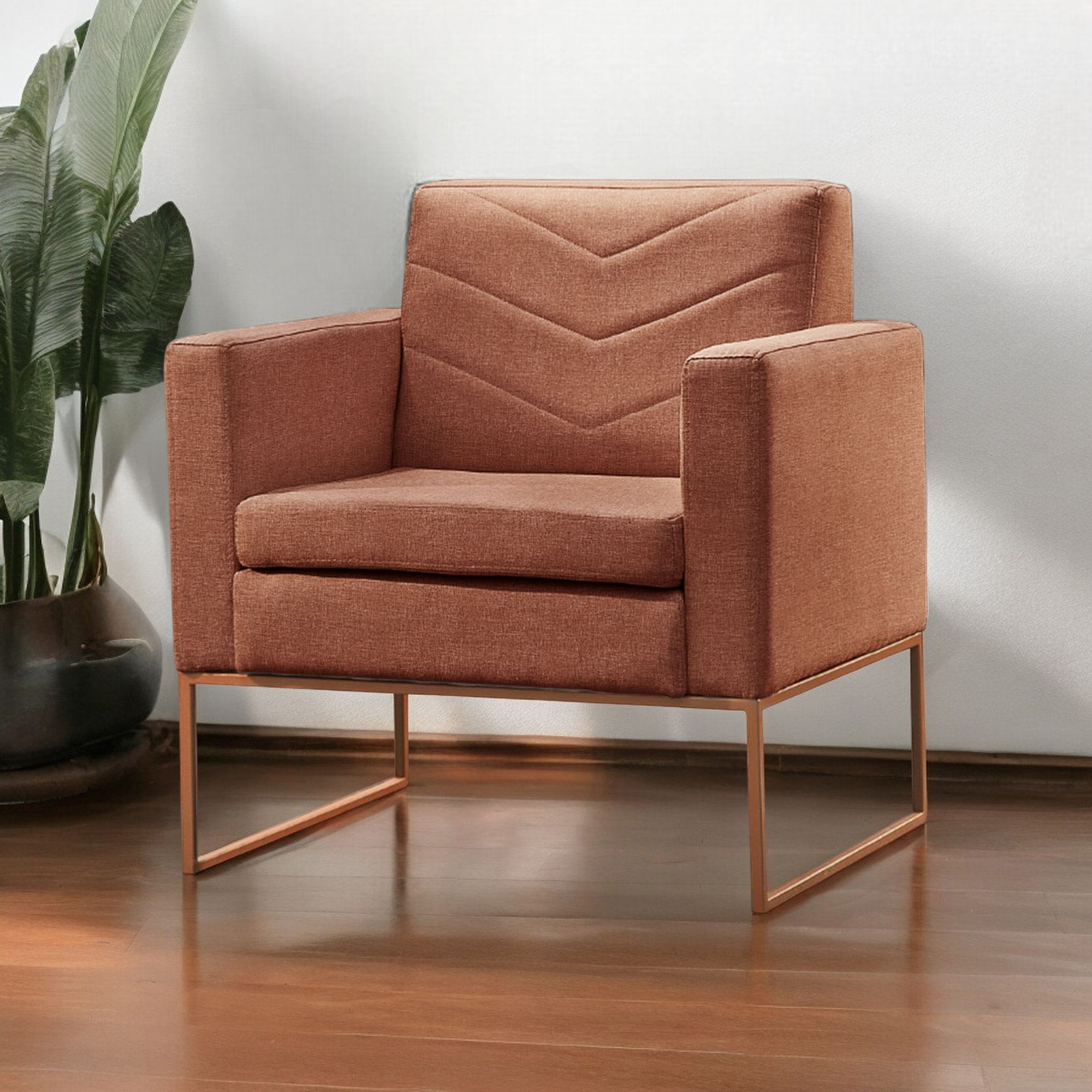 Poltrona Para Sala De Estar Base Apolo Luxo Terracota