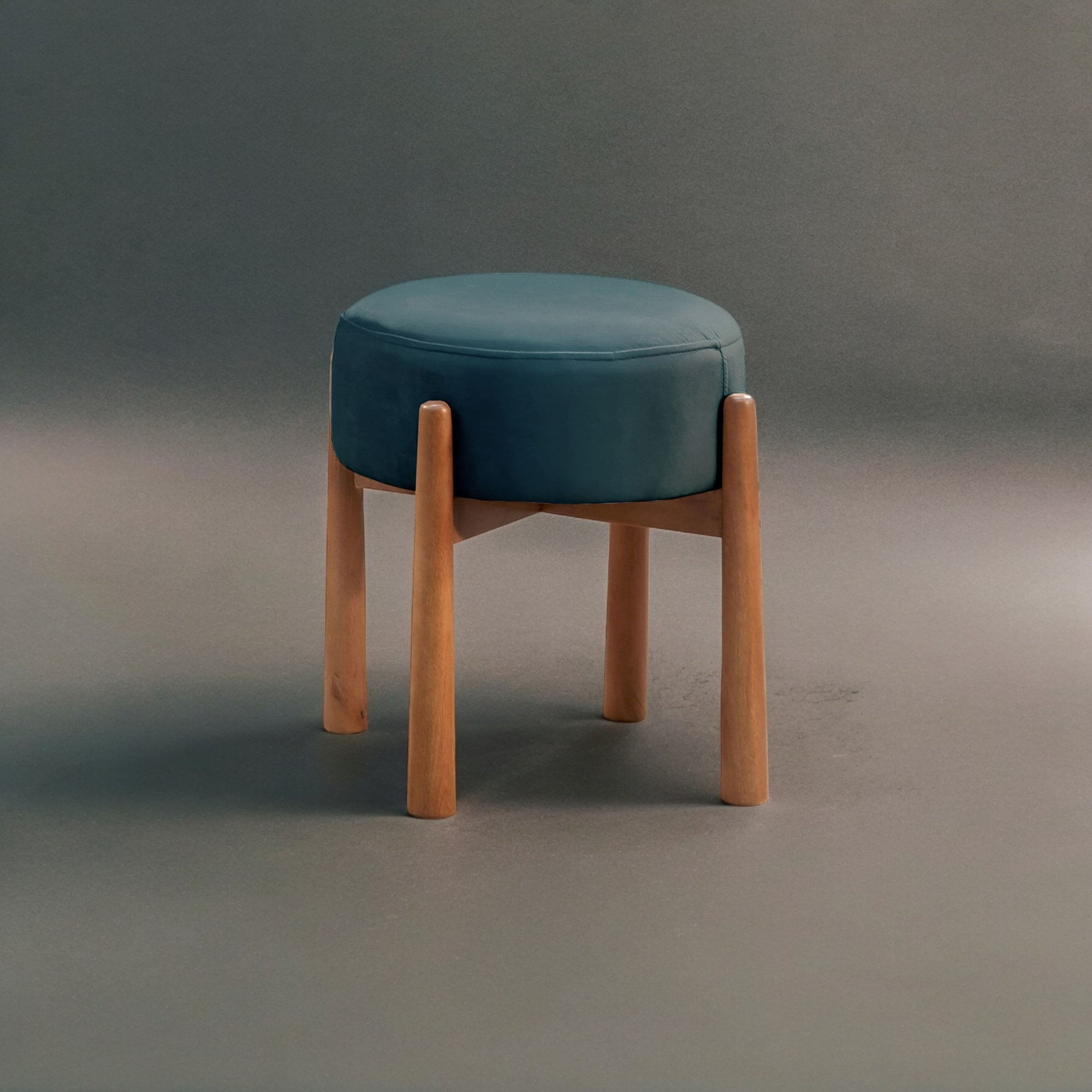 Puff Banqueta Lotus Luxo Madeira Maciça Azul