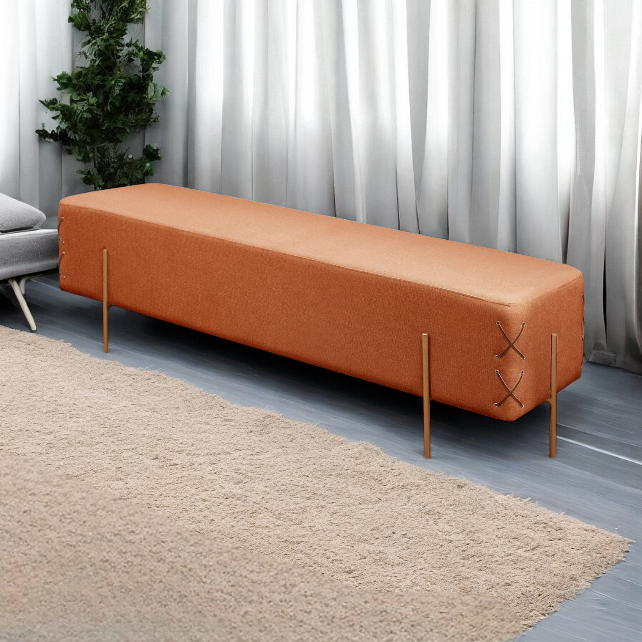 Recamier Banco Luxo Eros Sala De Estar Terracota