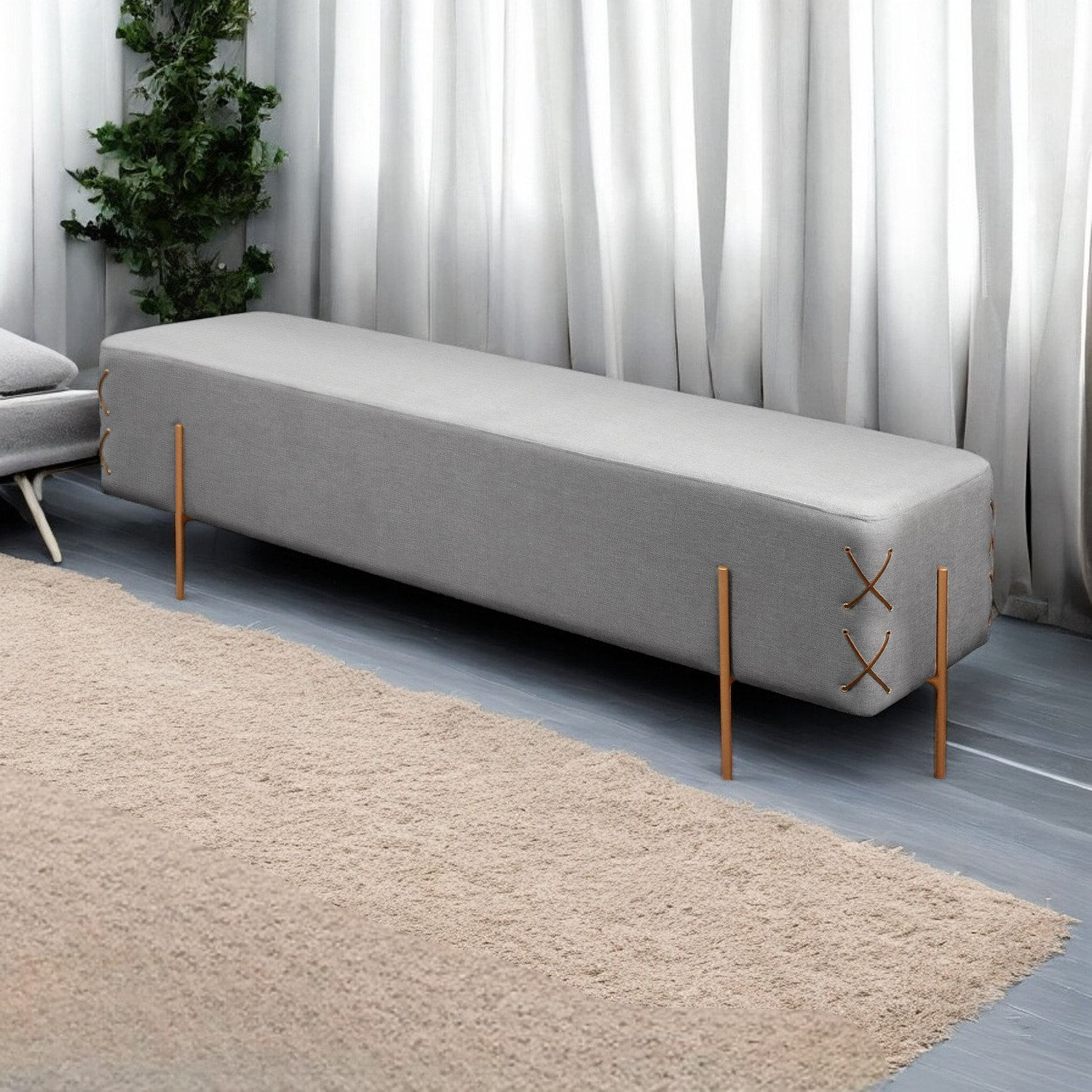 Recamier Banco Luxo Eros Moderno Cinza