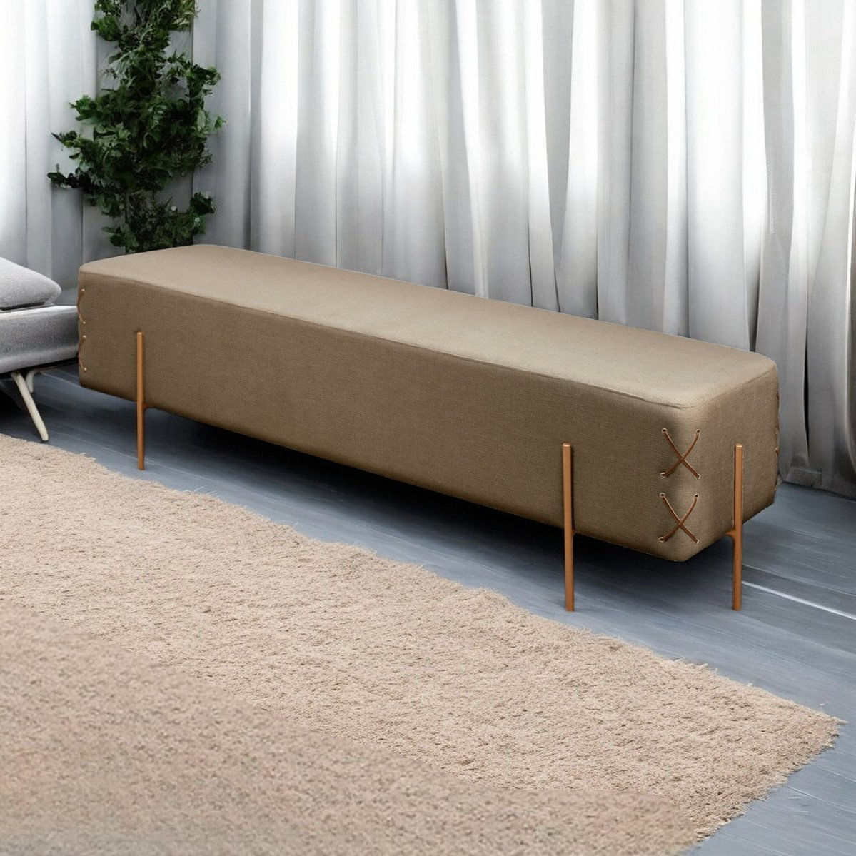 Recamier Banco Luxo Eros Sala De Estar Cappuccino