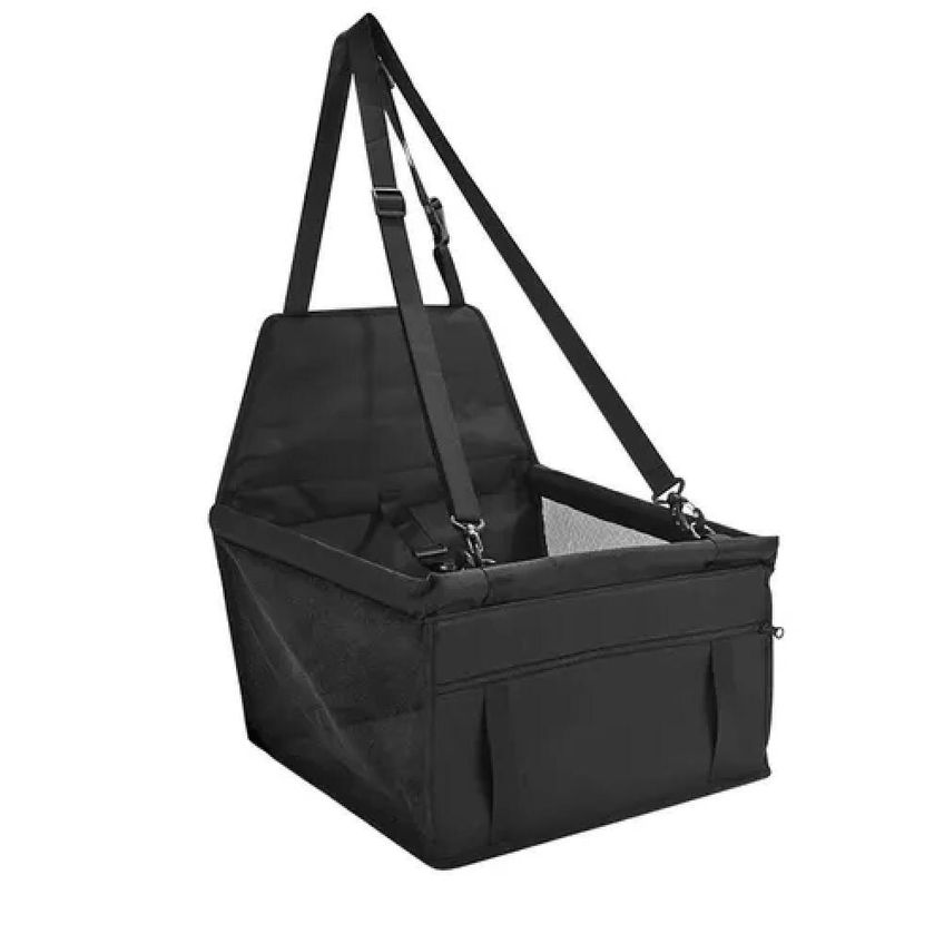Cadeirinha Pet Transporte Assento Cachorro Gato Carro Viagem Passeio Dobrável Com Bolso Preta - imagem 3