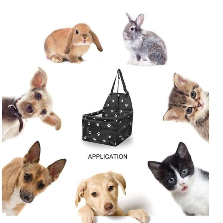 Cadeirinha Pet Transporte Assento Cachorro Gato Carro Viagem Passeio Dobrável Com Bolso Preta - imagem 5