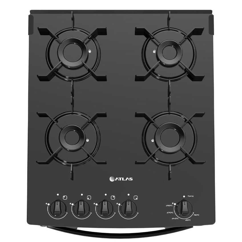 Fogão A Gás 4 Bocas Atlas Mônaco Top Glass Mesa Vidro Preto Bivolt - imagem 5