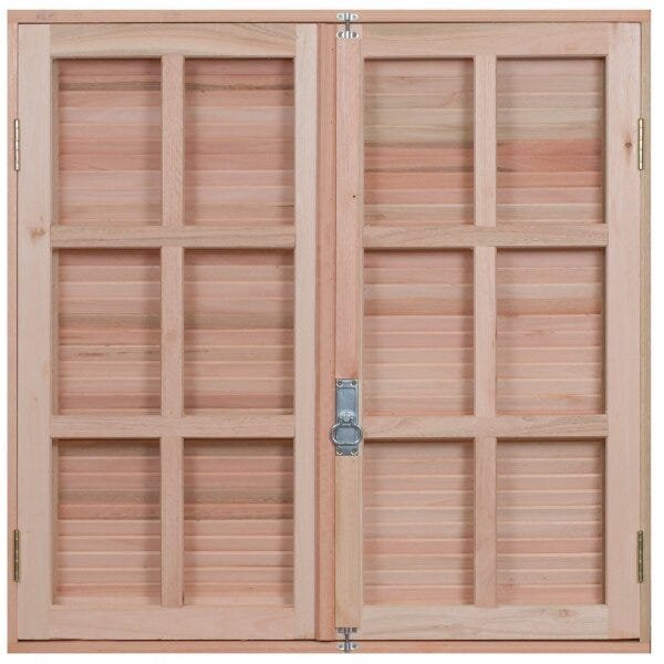 Janela De Madeira Veneziana 100x80cm Com Caixilho 12cm Ewk 150 Rondosul Madeira Natural Sem Pintura