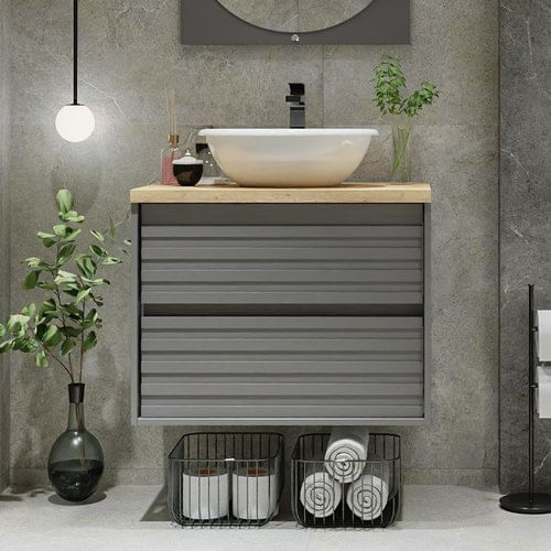 Gabinete para Banheiro 70cm Jade Darabas Agardi Cinza