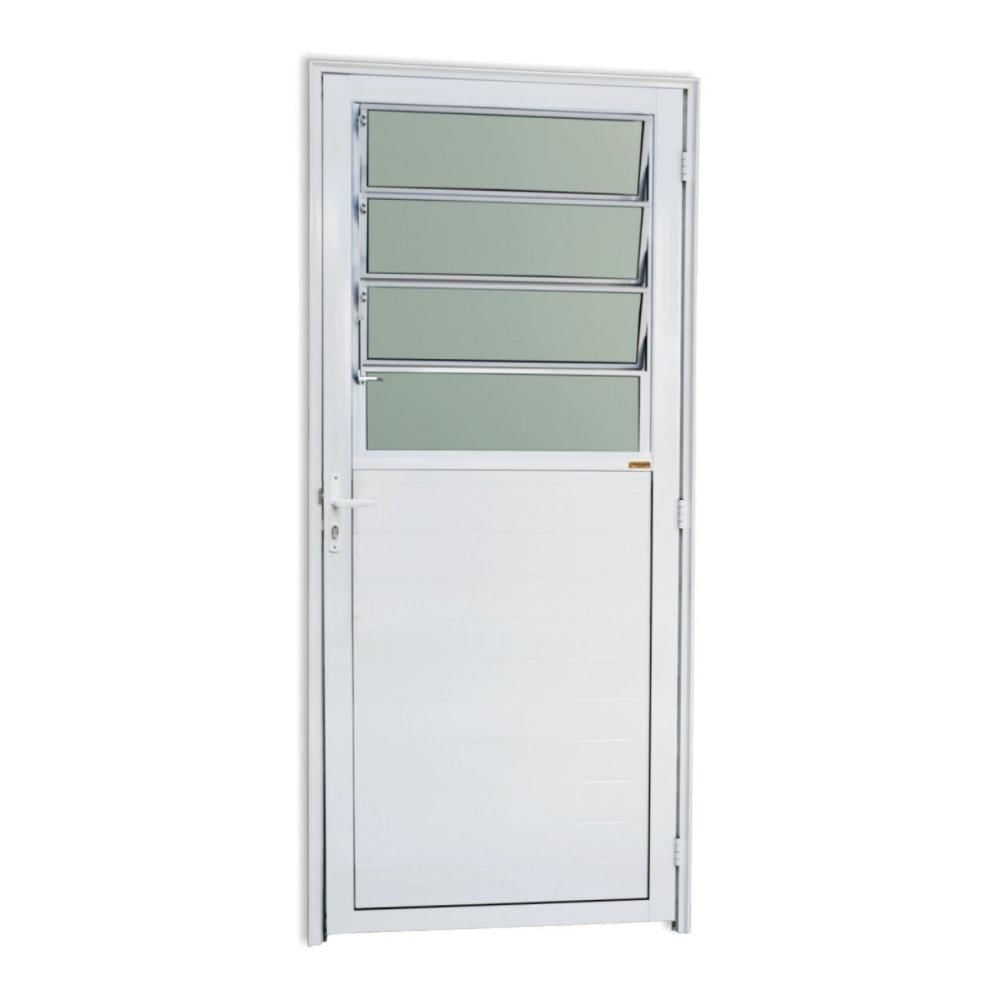 Porta de Alumínio Lambri Basculante 210x86cm com Vidro Mine Boreal Super Brimak Branco