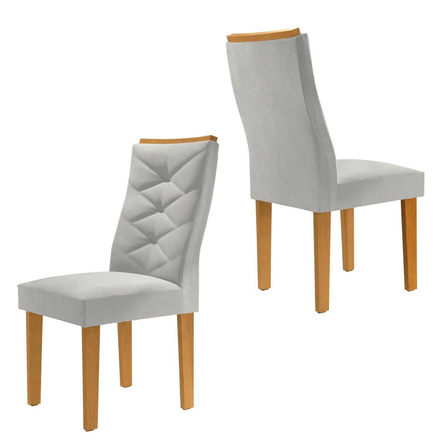 Conjunto 2 Cadeiras Para Sala De Jantar Germany Espresso Móveis Cinamomo/off White/boucle Gelo