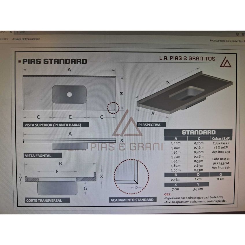 Pia De Cozinha Granito 160 Cm São Gabriel Standard Cuba Simples L.a. Pias E Granitos Preto São Gabriel - imagem 2