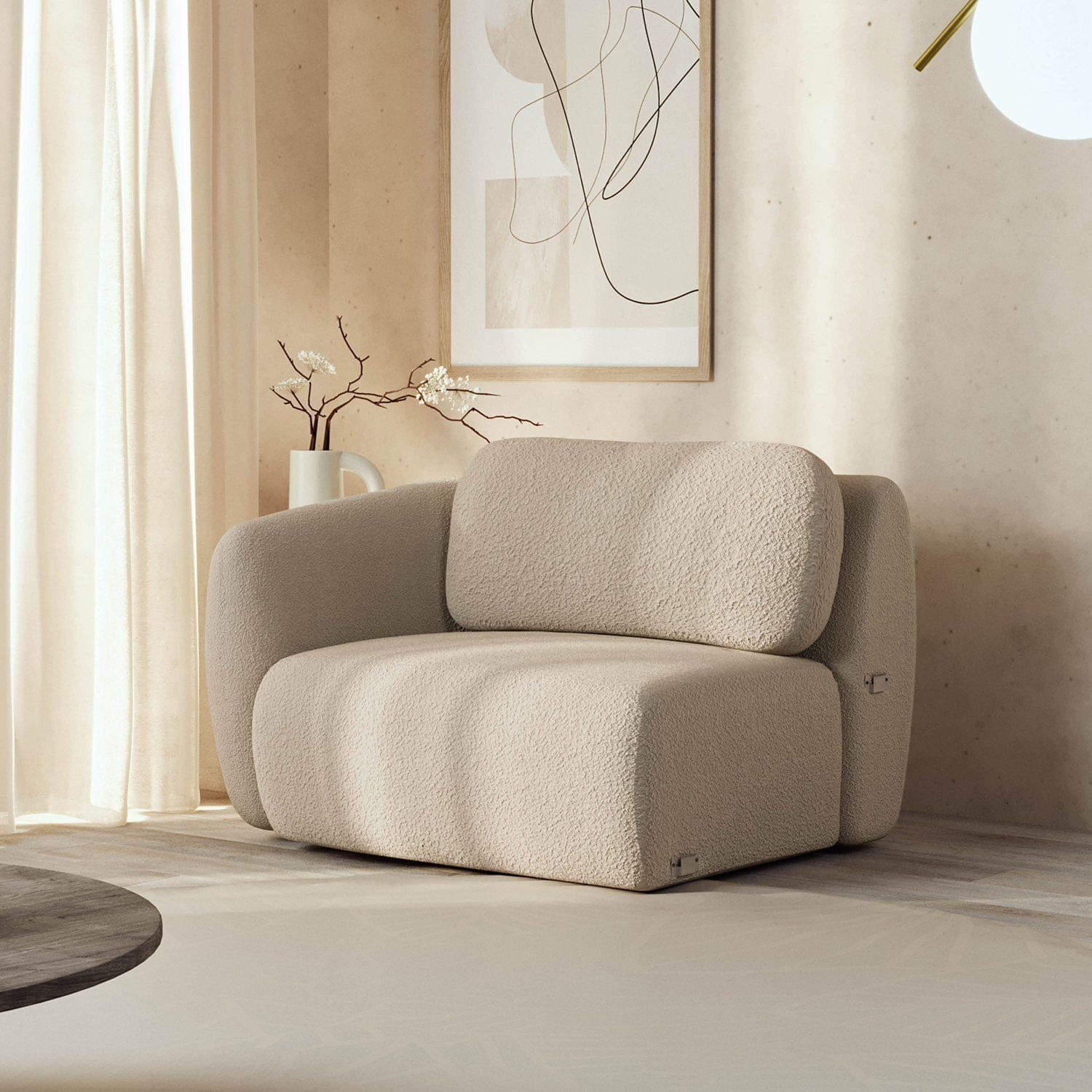 Sofá Modular 100cm Com Braço Esquerdo Orla Cabecasa Madeiraoriginals Areia