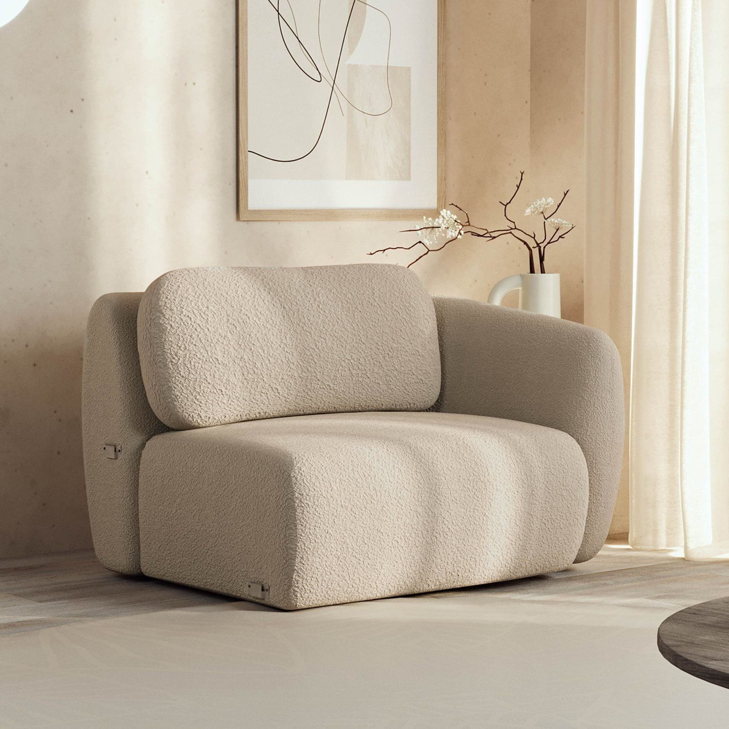 Sofá Modular 100cm Com Braço Direito Orla Cabecasa Madeiraoriginals Areia