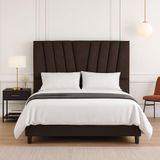 Cabeceira Cama Box Solteiro 90 Cm Lizza Em Linho Com Frame Marrom