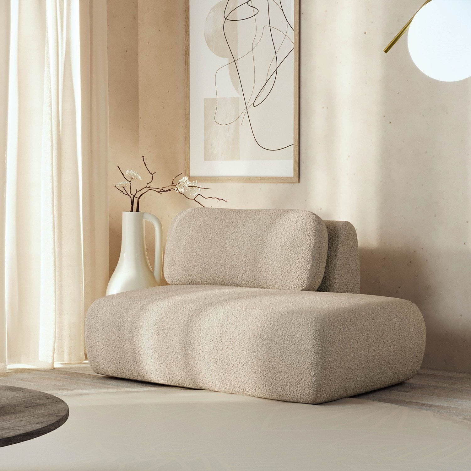 Sofá Modular Sumiê 100cm Direito Orla Cabecasa Madeiraoriginals Areia