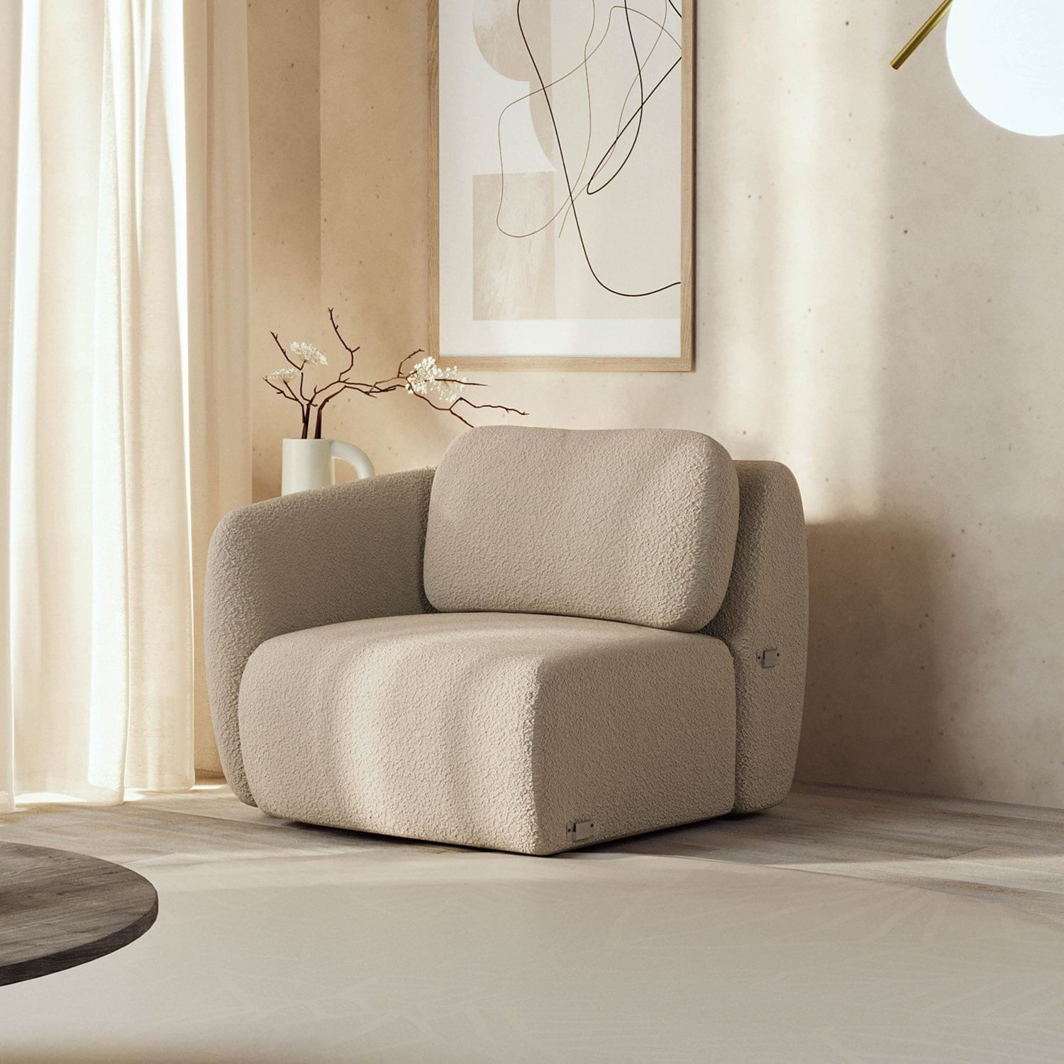 Sofá Modular 80cm Com Braço Esquerdo Orla Cabecasa Madeiraoriginals Areia