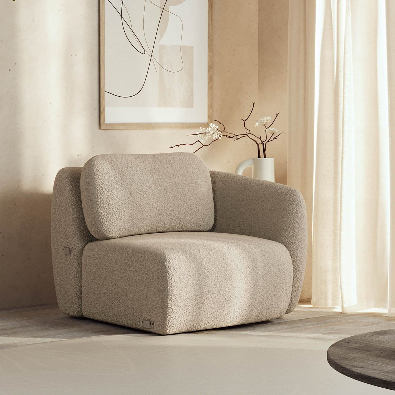 Sofá Modular 80cm Com Braço Direito Orla Cabecasa Madeiraoriginals Areia