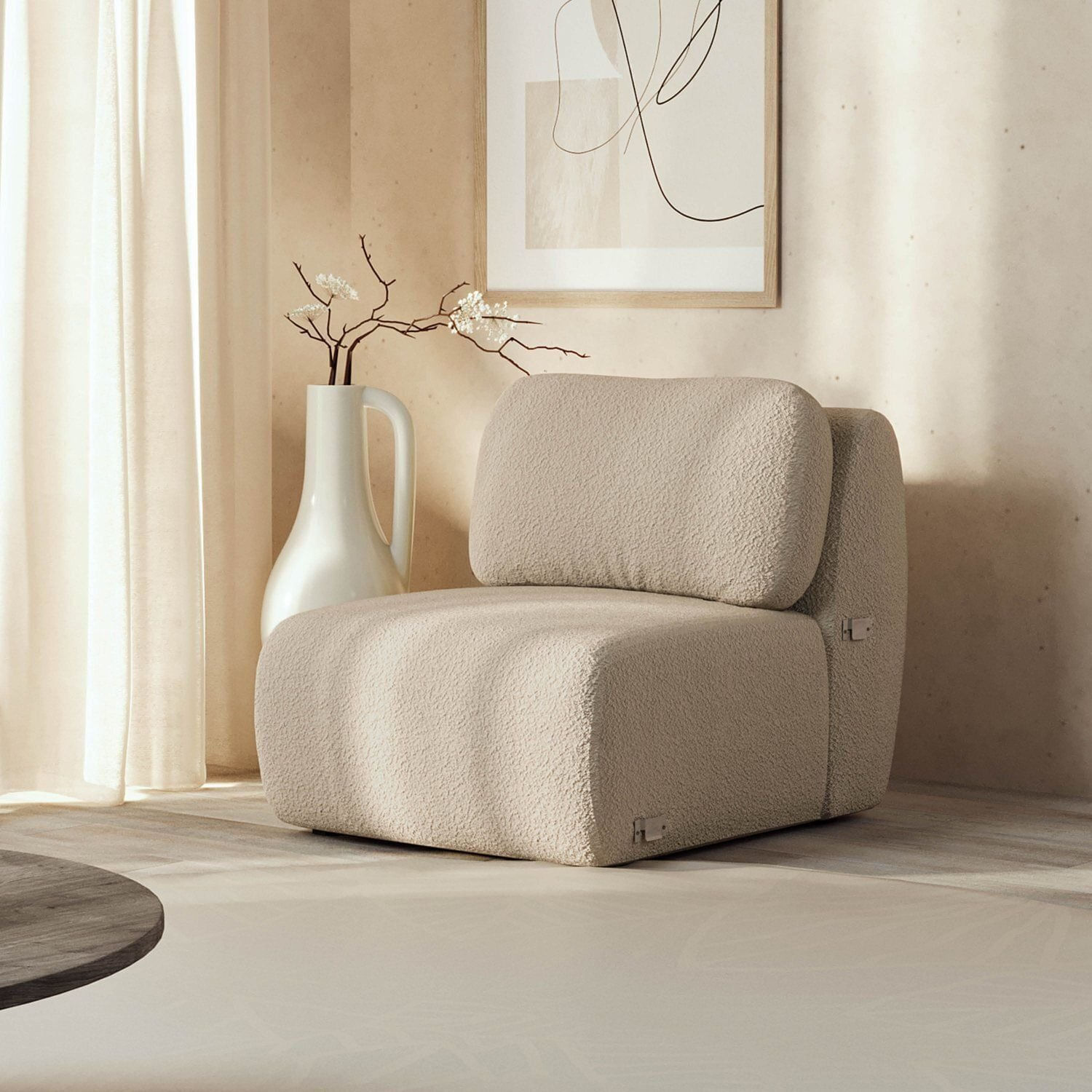 Sofá Modular 80cm Sem Braço Orla Cabecasa Madeiraoriginals Areia