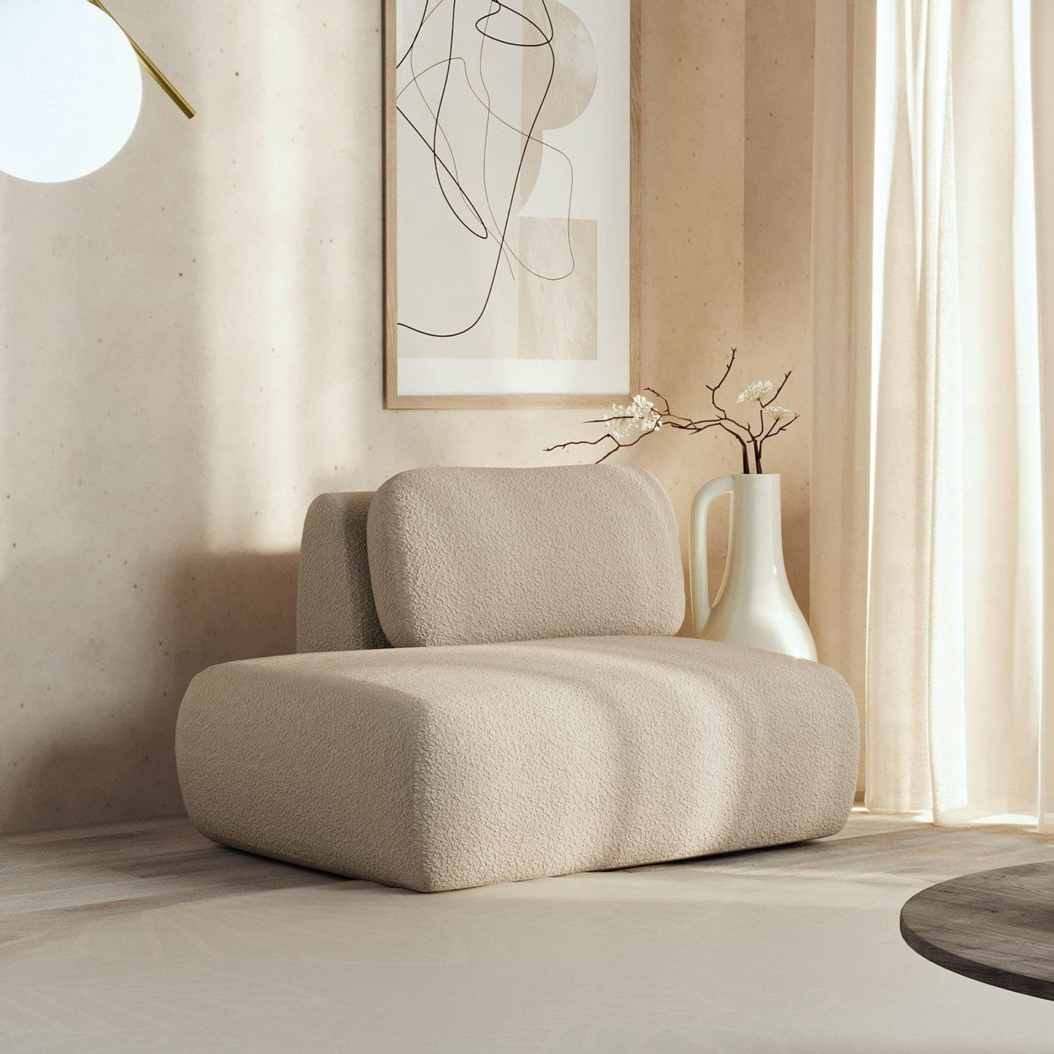 Sofá Modular Sumiê 80cm Esquerdo Orla Cabecasa Madeiraoriginals Areia