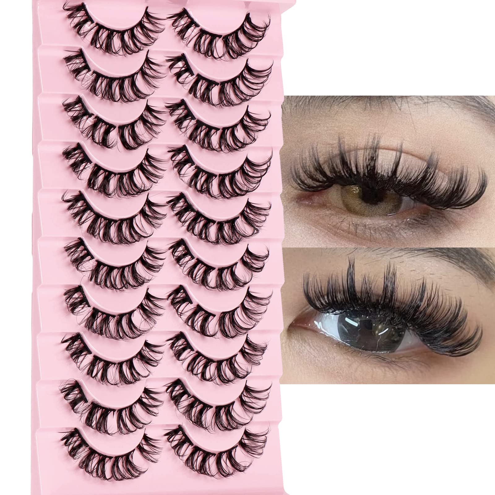 Cílios Postiços Dslong Cluster Lashes D Curl, Pacote De 10 Pares
