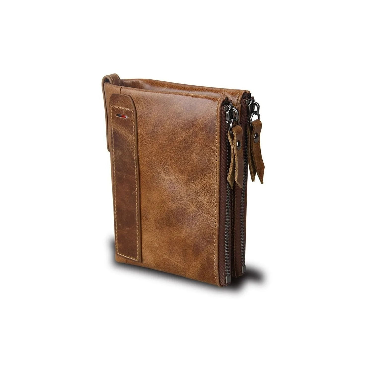 Carteira De Couro Com Bloqueio Rfid Para Homens Cartera Short Purse