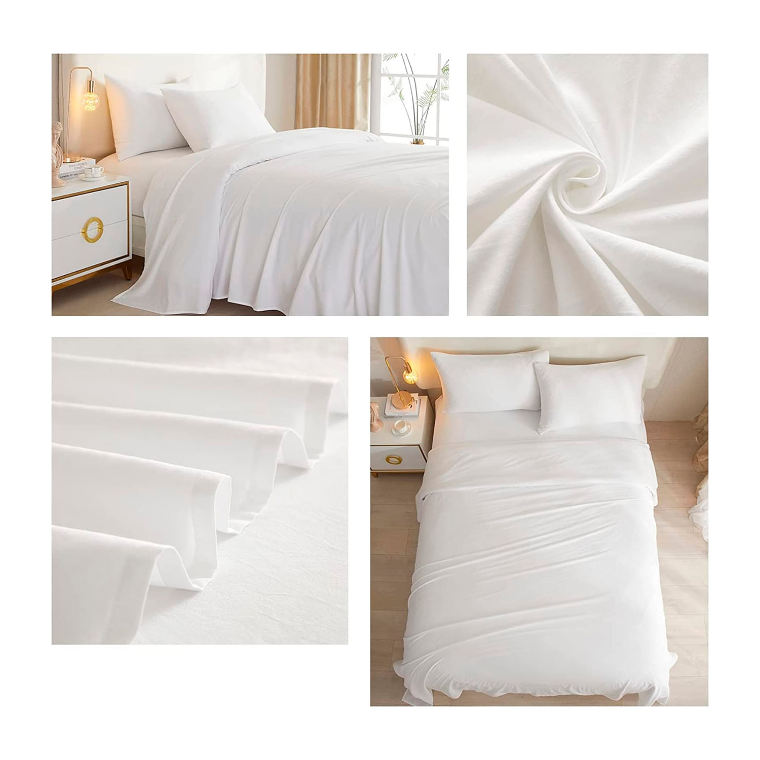 Conjunto De Lençóis Generic White 2.0 Squares (queen) Com 144 Fios