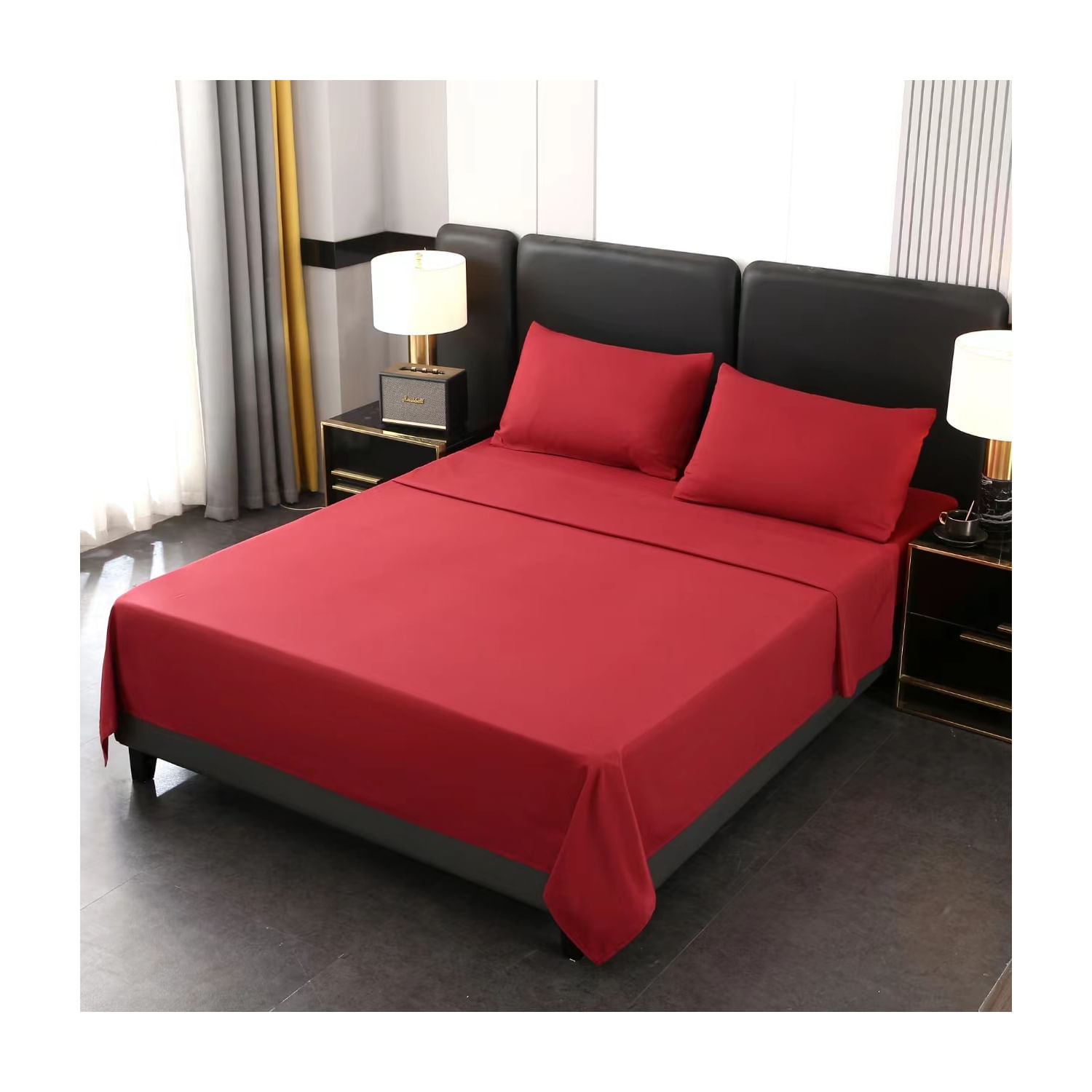 Conjunto De Lençóis De Algodão E Poliéster 144 Fios, 1,5 Quadrados