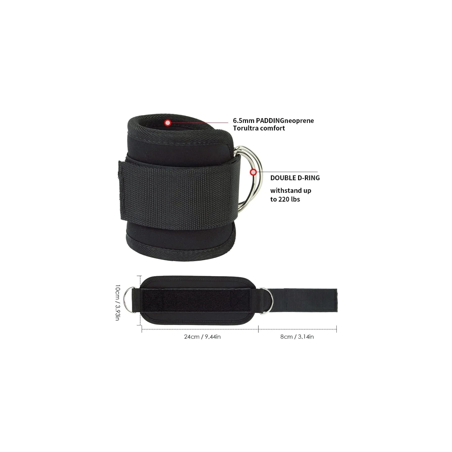 Pulseira De Tornozelo Low Pulley Attachment Gym Double Ring, 1 Unidade