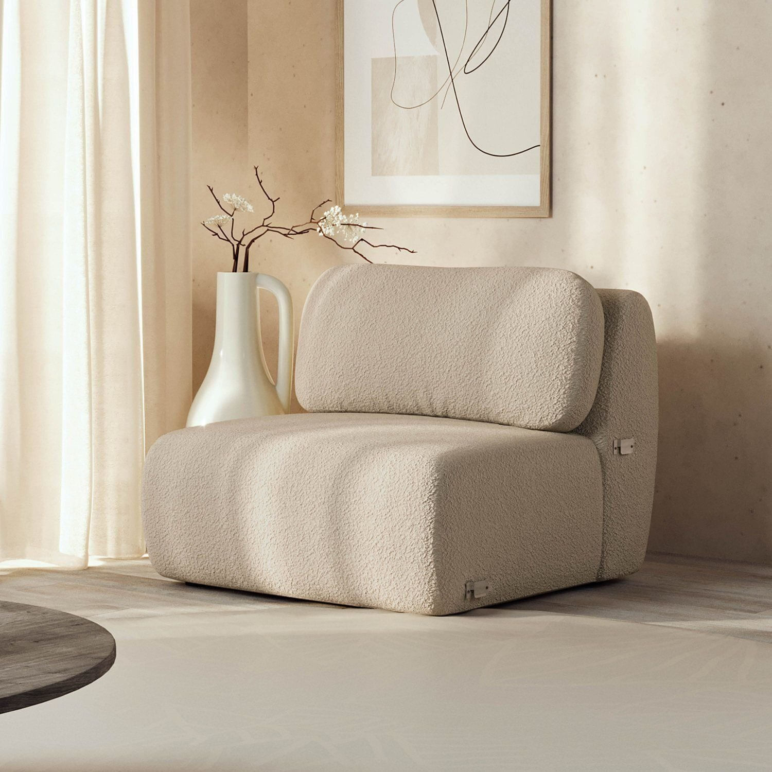 Sofá Modular 100cm Sem Braço Orla Cabecasa Madeiraoriginals Areia