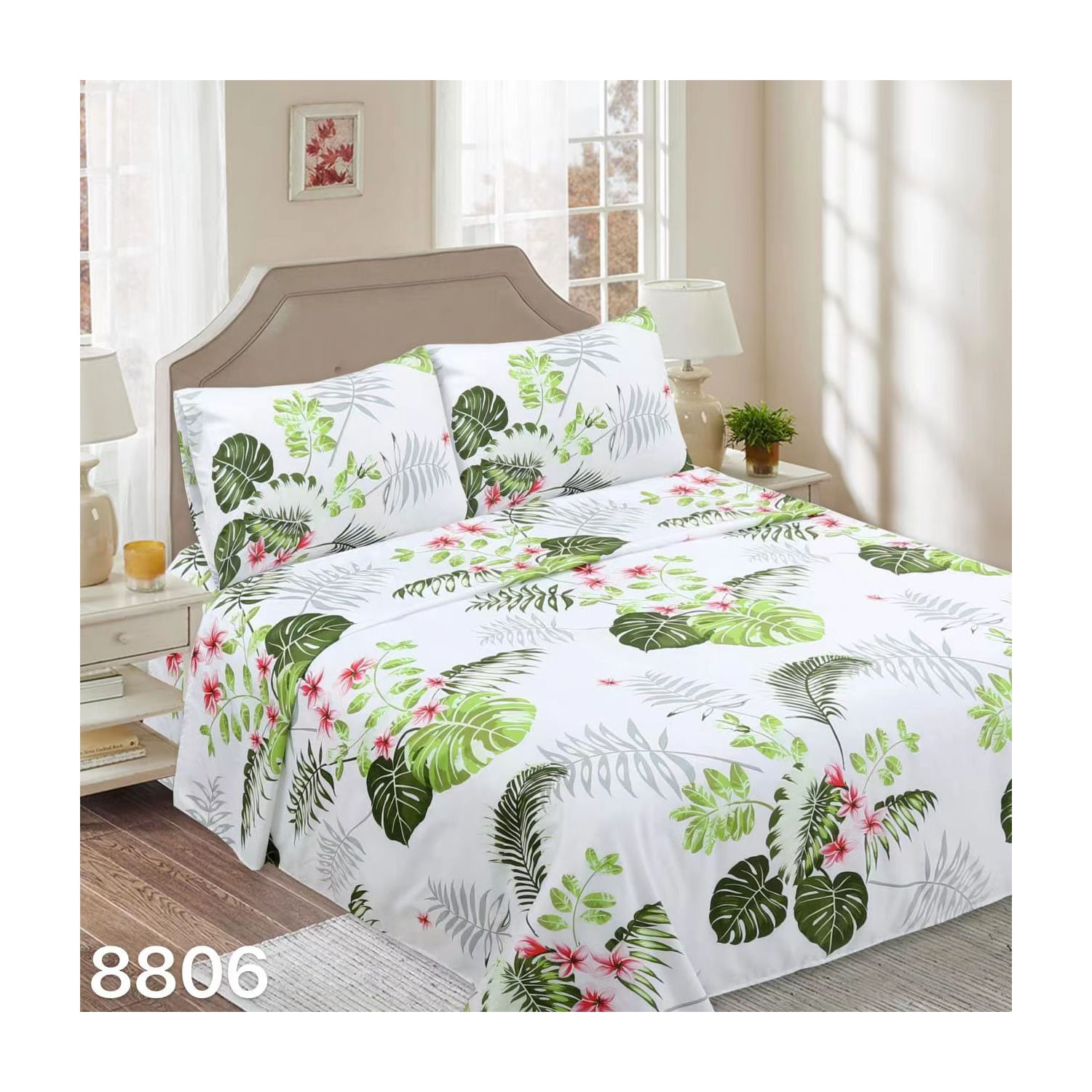 Conjunto De Lençóis De Poliéster E Algodão, 144 Fios, 1,5 Quadrados - Branco