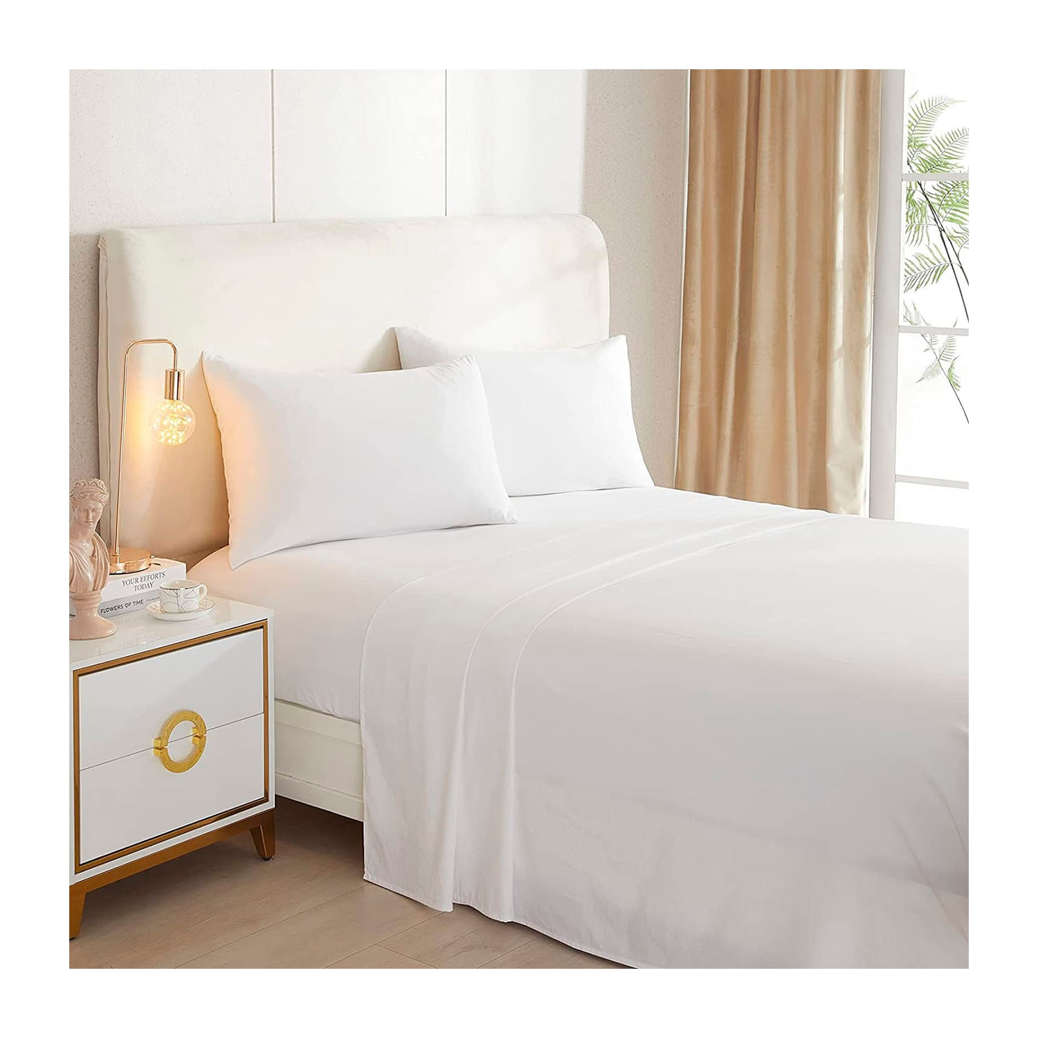 Conjunto De Lençóis Generic White 2.0 Squares (queen) Com 144 Fios