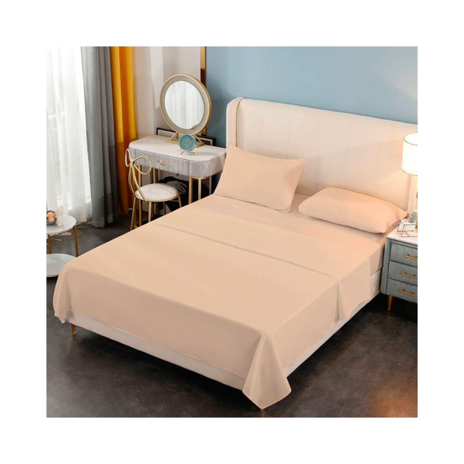 Conjunto De Lençóis De Algodão Premium, 188 Fios, 2,5 Quadrados, Creme