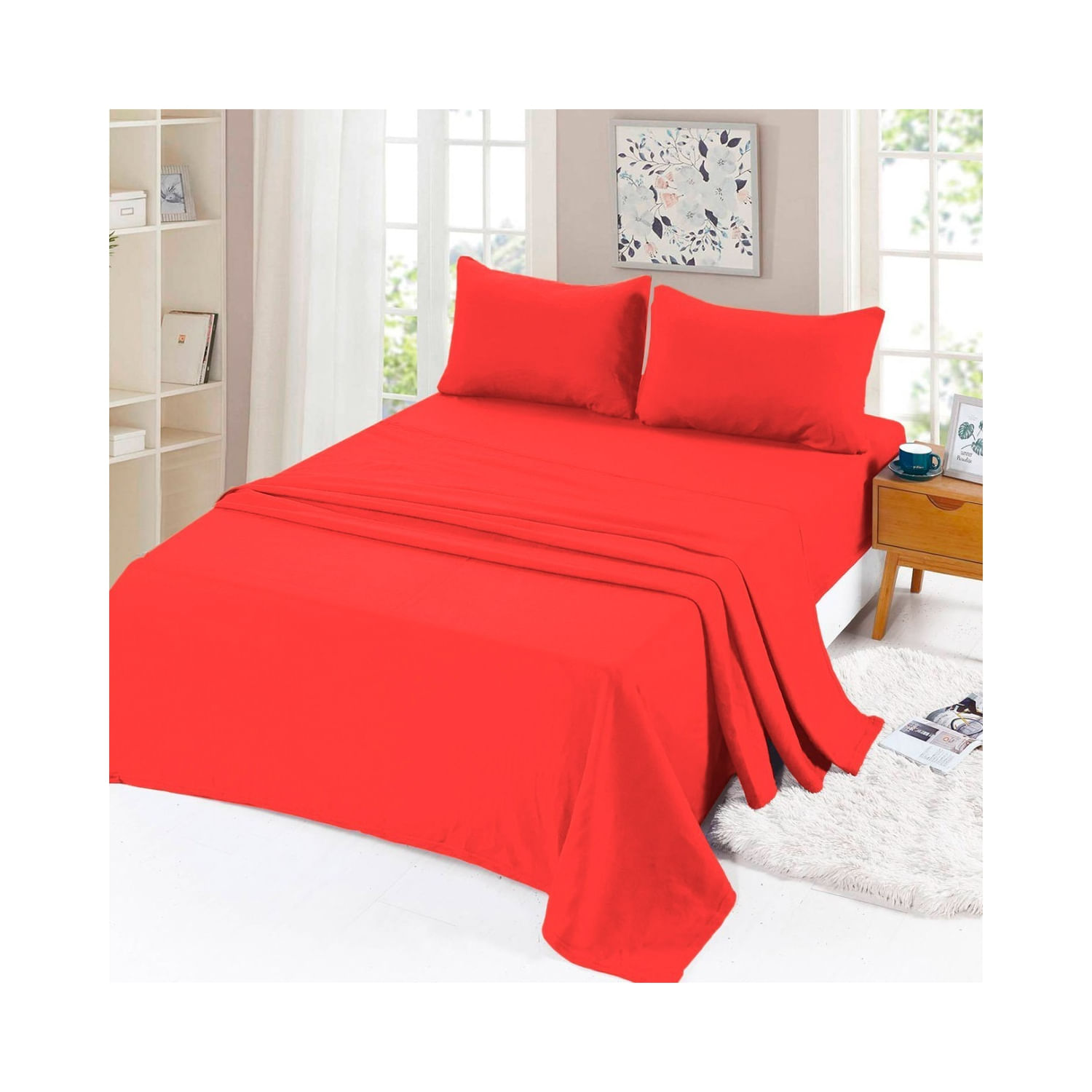Conjunto De Lençóis De Lã King Size (2,5 Quadrados) - Vermelho - Outono E Inverno
