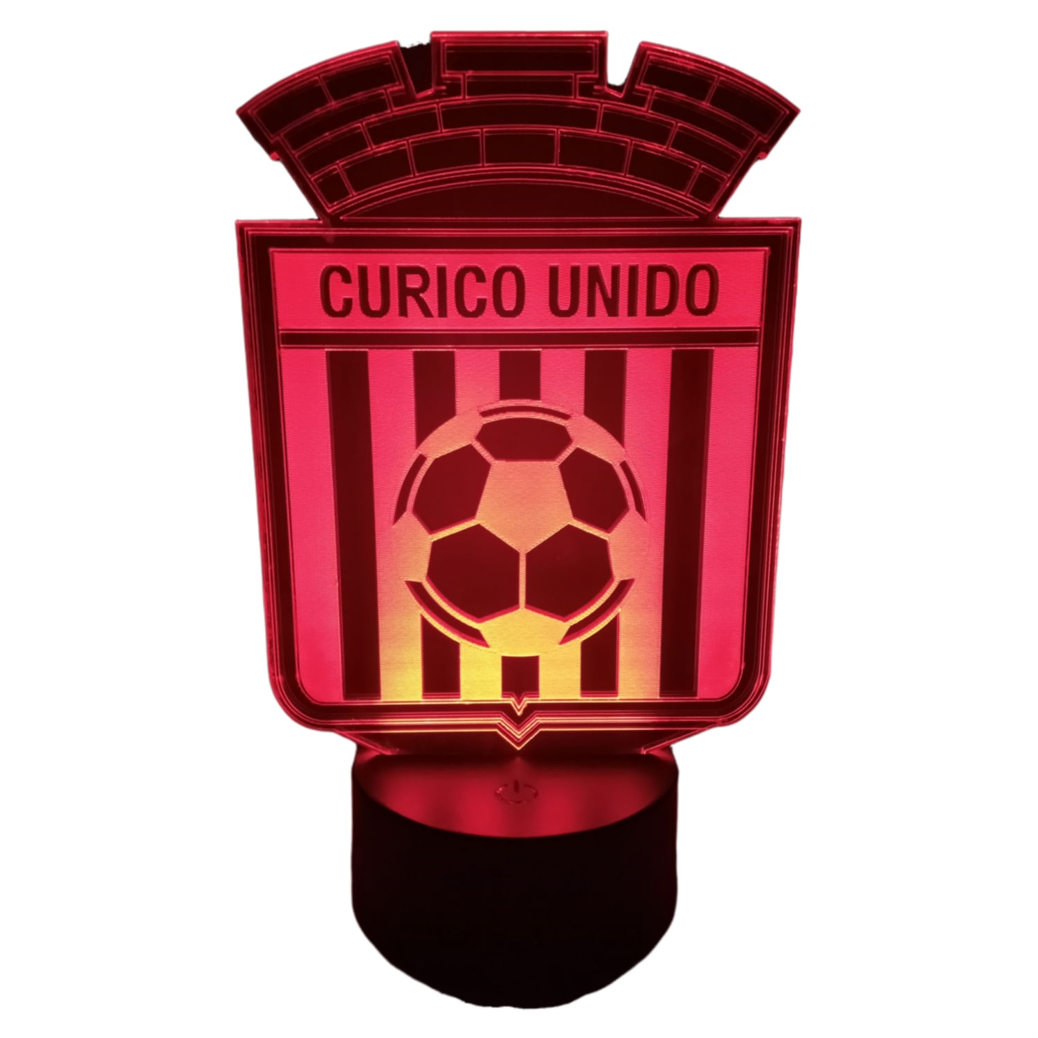 Lâmpada 3d Illusion Curicó United Badge 7 Cores Led
