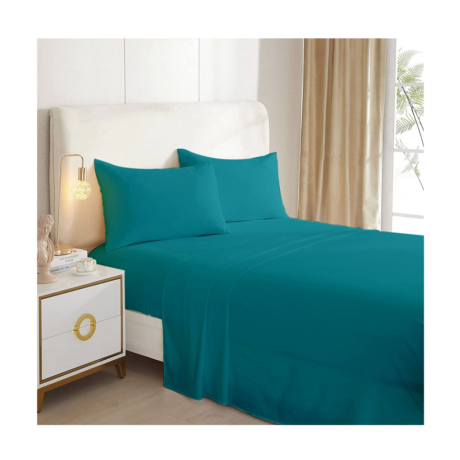 Conjunto De Lençóis Turquoise 2.0 Squares (queen) Com 144 Fios