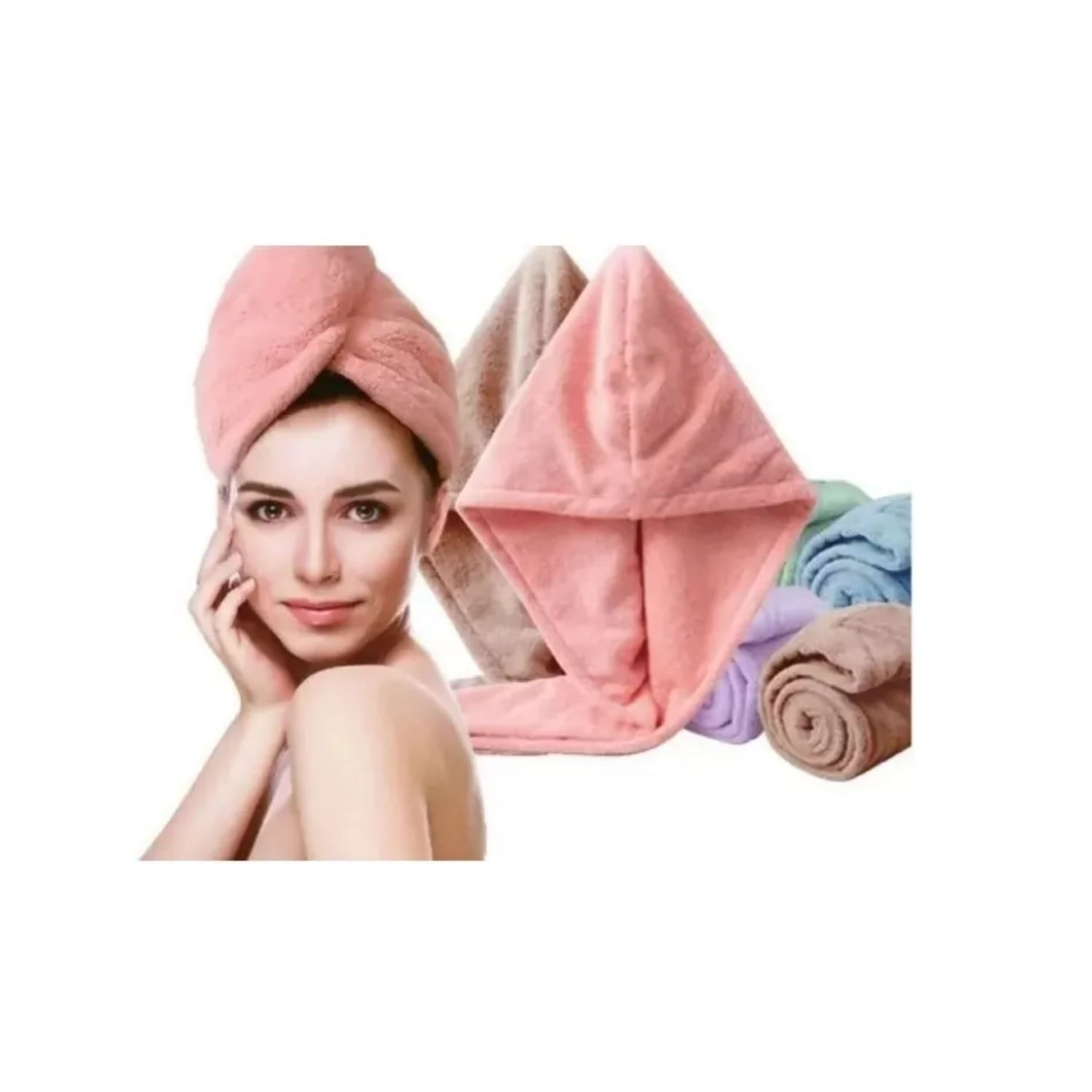 Toalha De Banho Com Tampa De Turbante De Microfibra