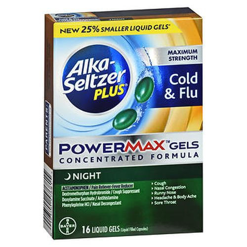 Alka-seltzer Plus Máxima Força Para Resfriado E Gripe Powermax Géis Dia E Noite 16 Cápsulas Da Alka-seltzer (pacote Com 2)