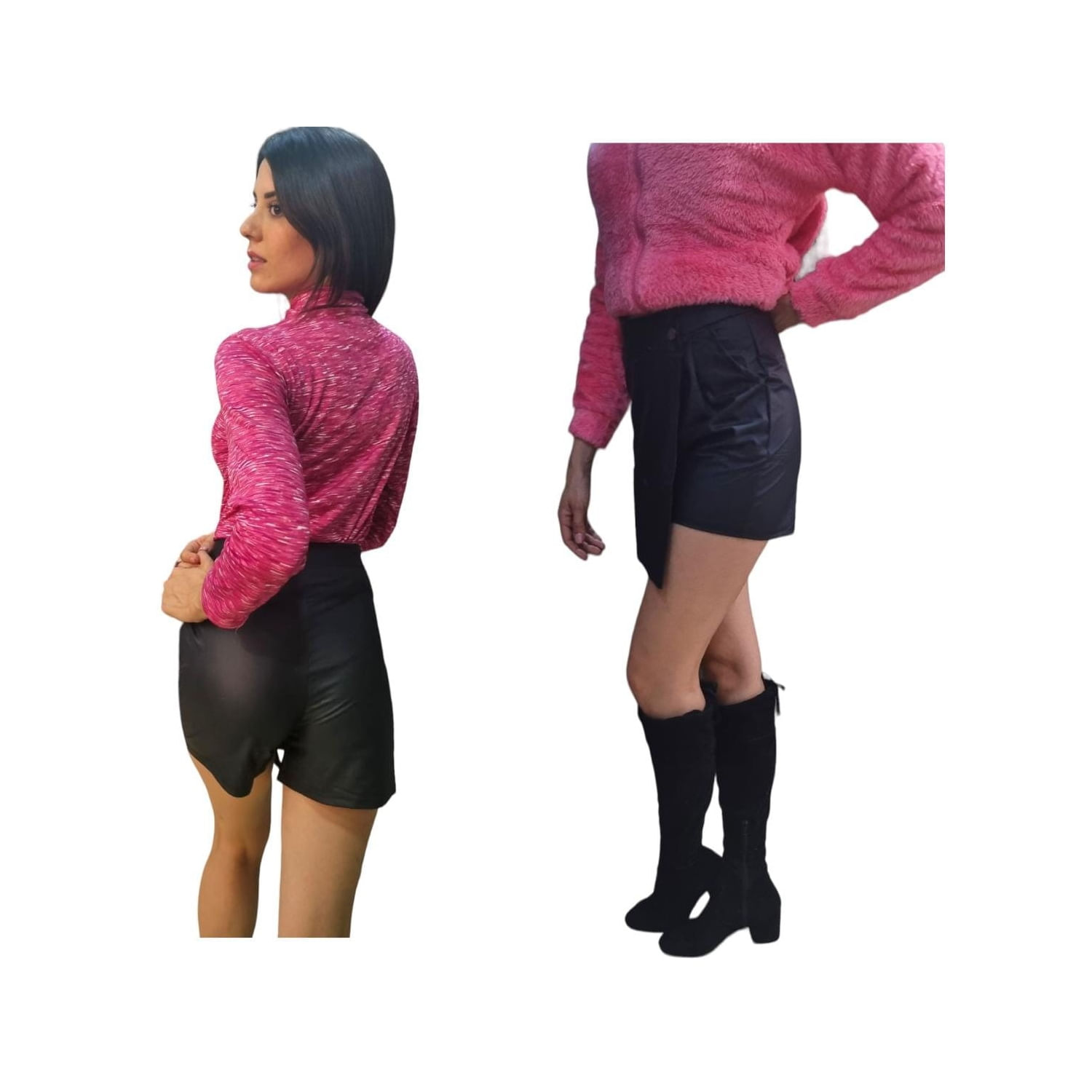 Saia Curta De Couro Feminina Preta Ecocuero