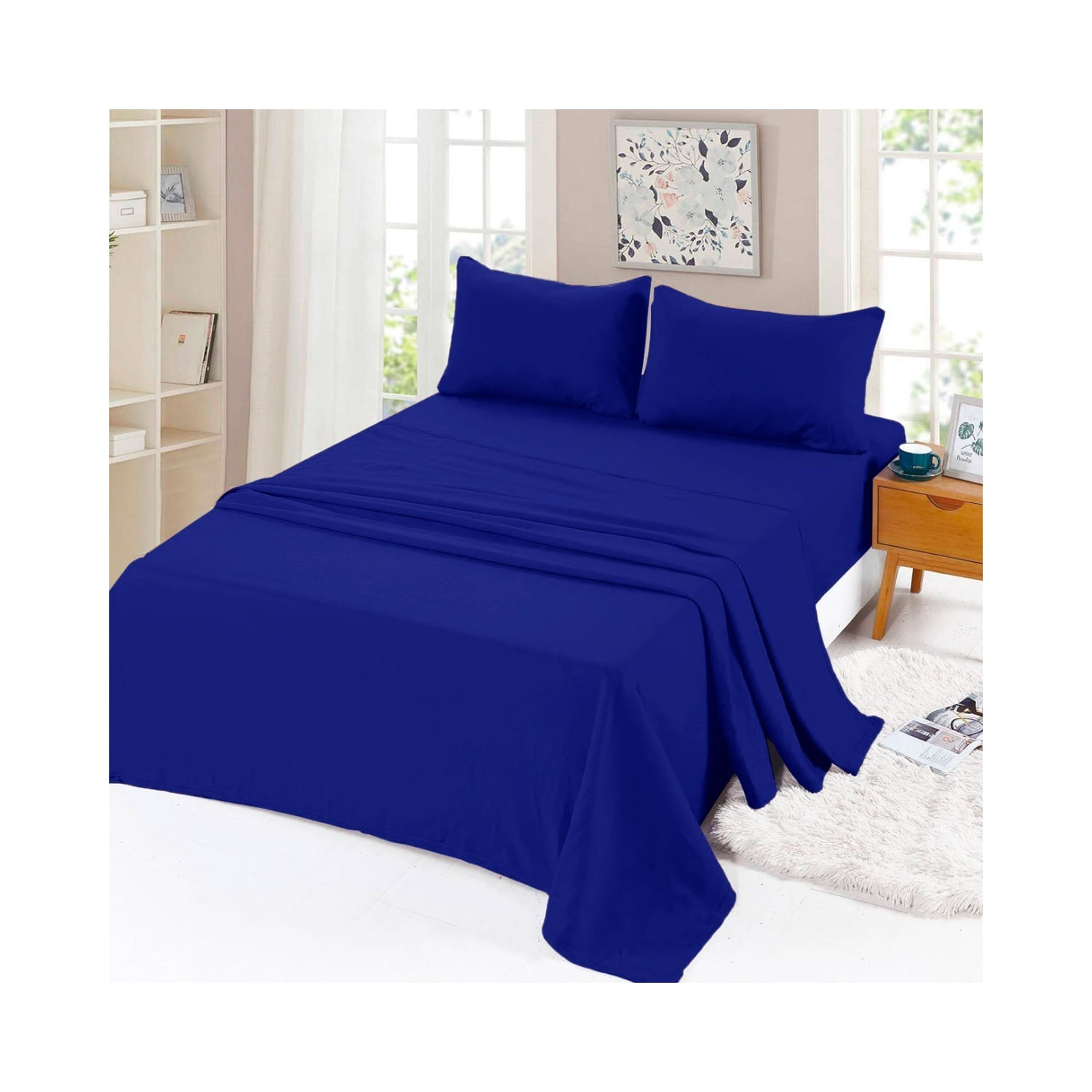 Conjunto De Lençóis De Lã King Size Royal Blue - Autumn W