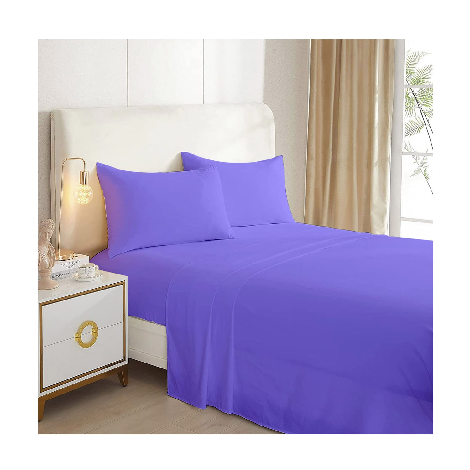 Conjunto De Lençóis Generic Plain Lilac 2.5 Squares (king) 144tc