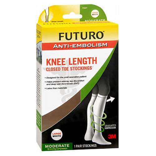Meias Futuro Anti-embolia Na Altura Do Joelho Fechadas Brancas Moderadas Grandes Cada Por 3m (pacote Com 2)
