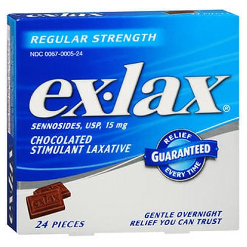 Peças Laxantes Estimulantes De Chocolate Ex-lax Força Regular 24 Ct Da Novartis Consm Hlth Inc (pacote Com 4)