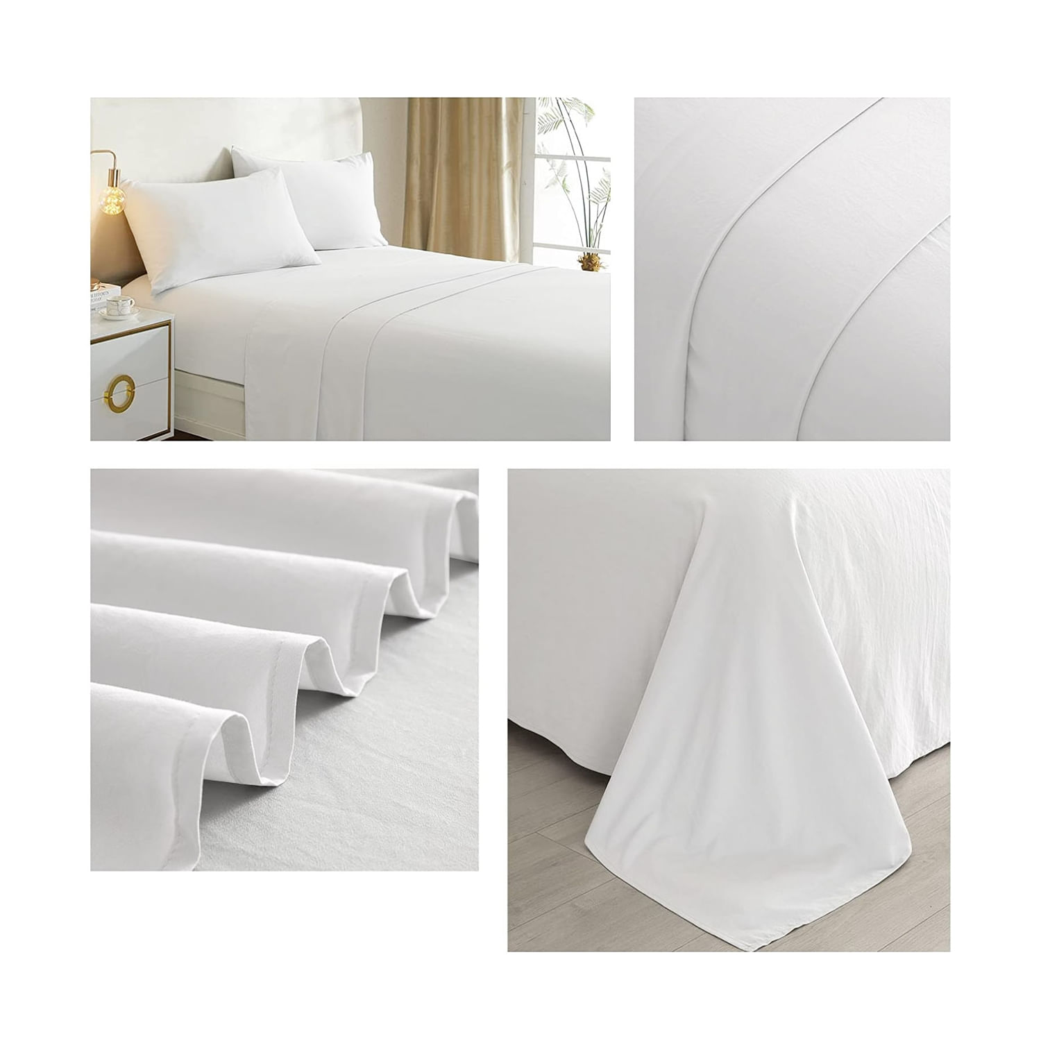 Conjunto De Lençóis Plain White 2.0 Squares (queen), 144 Fios