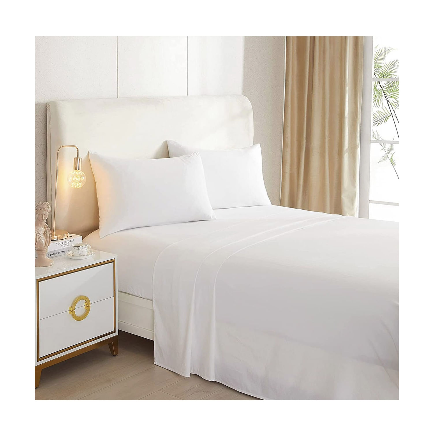 Conjunto De Lençóis Generic Plain White 2.0 Squares (queen) 220x240cm