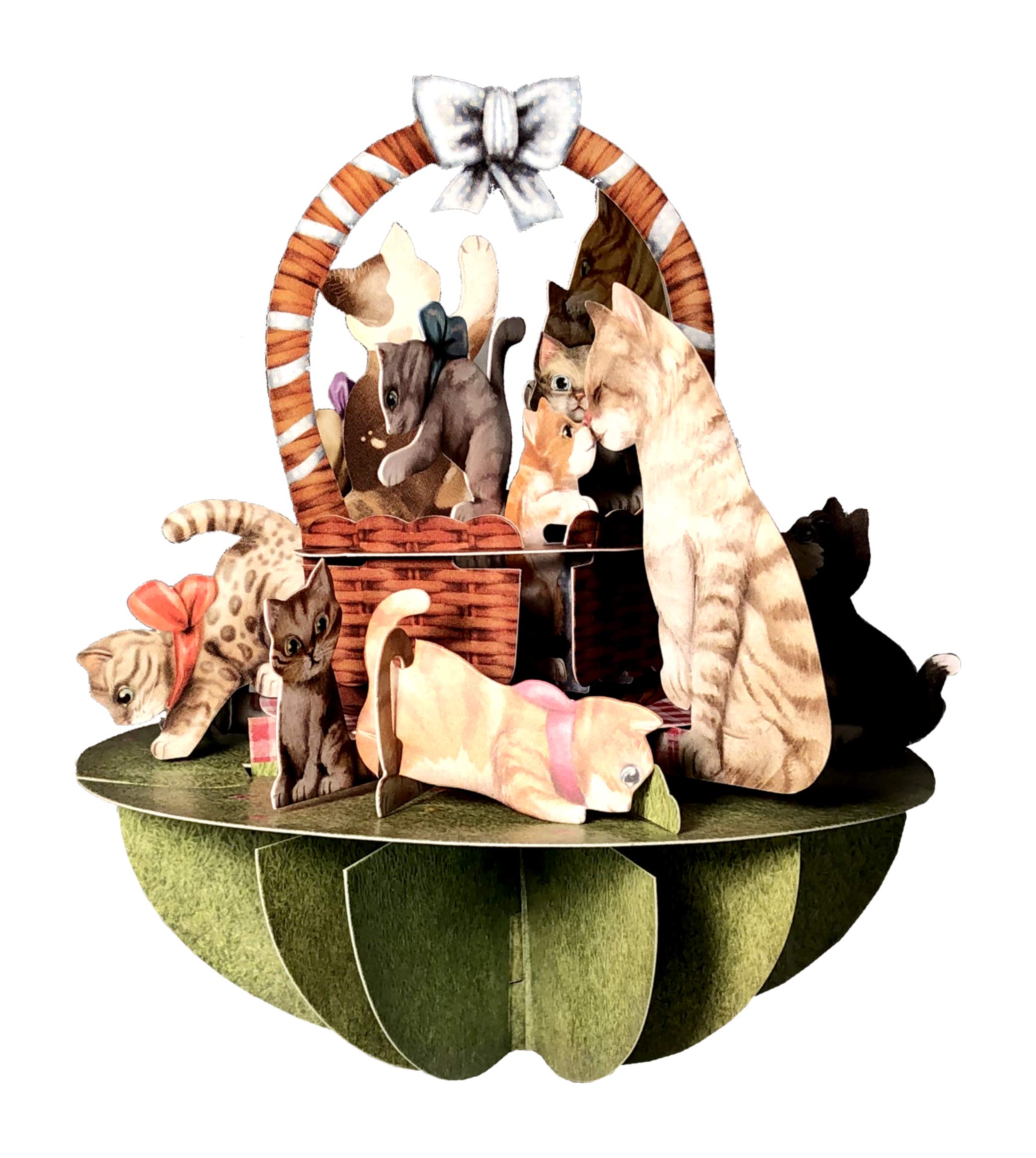 Cartão Comemorativo Santoro Pirouettes Kittens In A Cesta 3d Pop Up