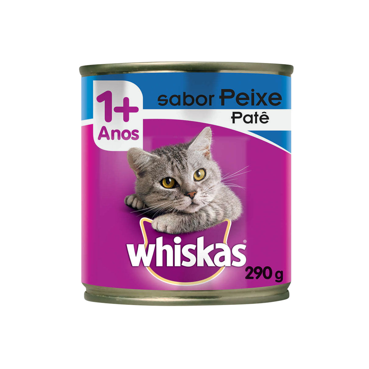 Ração Úmida Whiskas Lata Patê de Peixe para Gatos Adultos 290 g