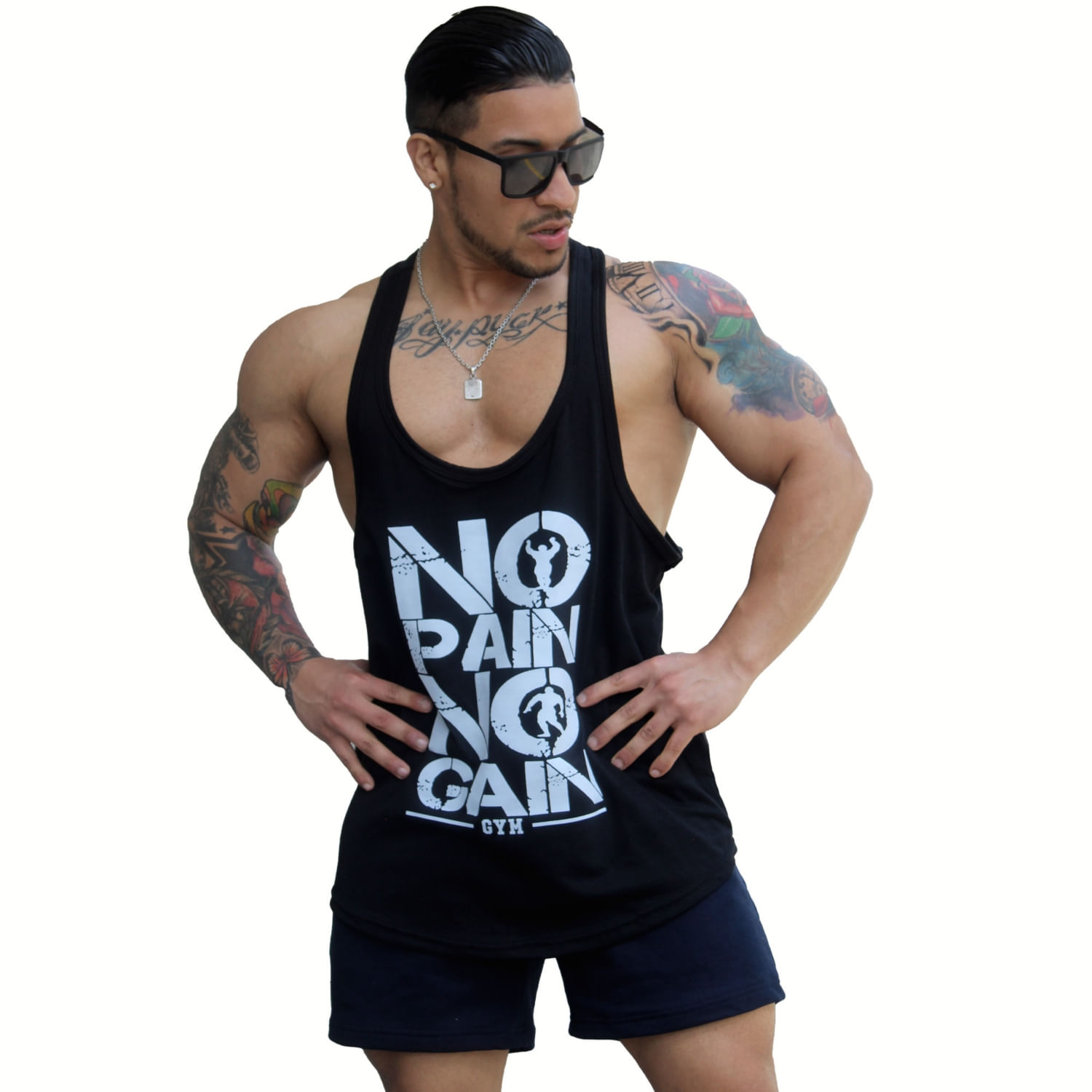 Camiseta Tight Muscle Nopain Nogain Para Academia E Esportes - Preta