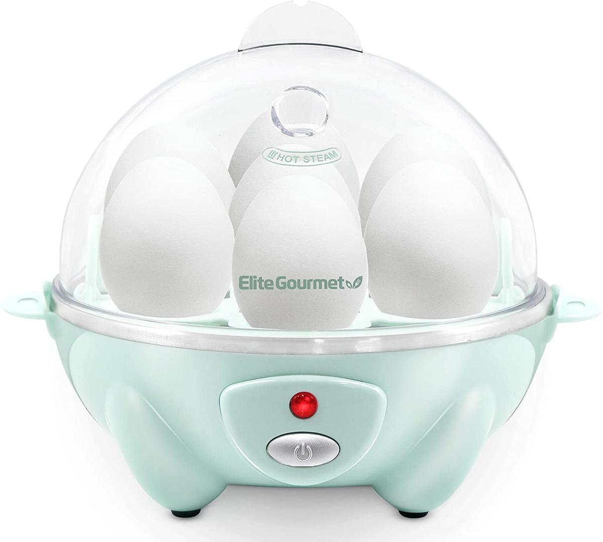 Elite Gourmet EGC007M Easy Electric 7 Capacidade Macia, Média, Cozido, Caçador de Ovos, Panela de Omelete com Desligamento Automático e Buzzer, BP